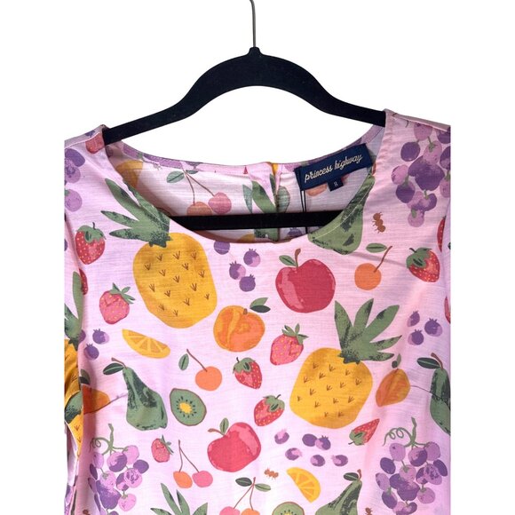 Modcloth Princess Highway Size 8 Pink Fruit Print Short Sleeve Top NWT - Picture 6 of 12